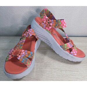 Corkys Woven Platform Sandals Women's 6 Multicolor Elastic Comfort Slingback...